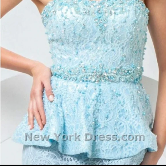 Tony Bowls prom pageant dress peplum blue gown 4